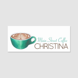 Flat White Latte Cappuccino Coffee Shop Barista Namnbricka