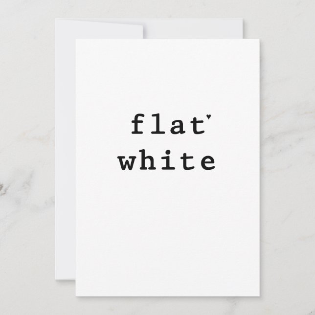Flat white - minimalistic typography card kort (Framsida)