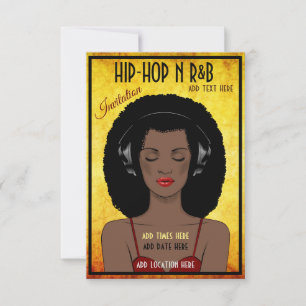 Flata kort för inbjudan till Hip hop och R&B