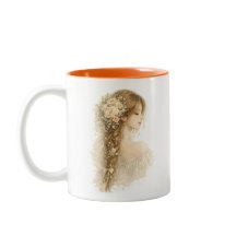 Flätad Boho flicka Blommig mugg