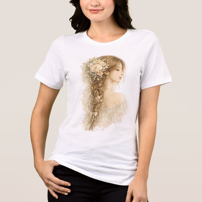 Flätad Boho Flicka T Shirt (Framsida)