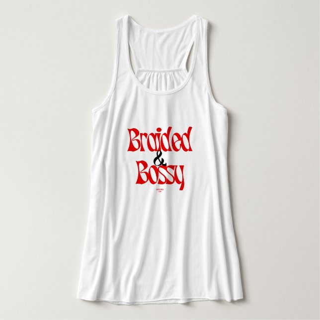 Flätad frisyr Racerback-grafisk linne Med Racerback (Design framsida)