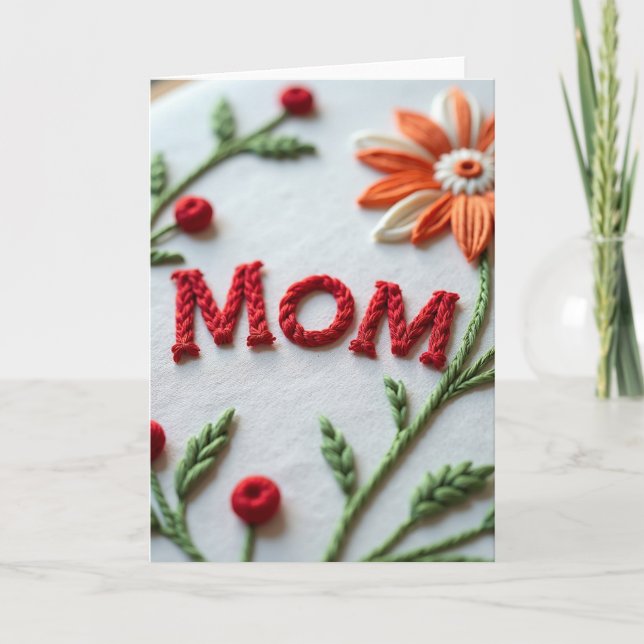 Flätad Mom Blommig Textil Kort (Framsida)