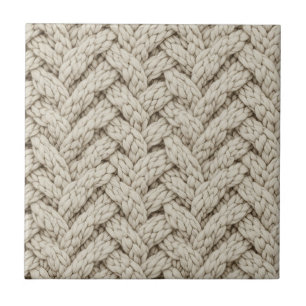 Flätad stickad textur i varmt beige (2) kakelplatta