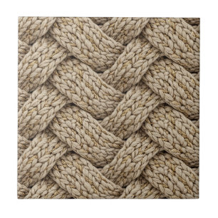Flätad stickad textur i varmt beige kakelplatta
