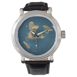 FlatEarth läder fäster klockan Armbandsur