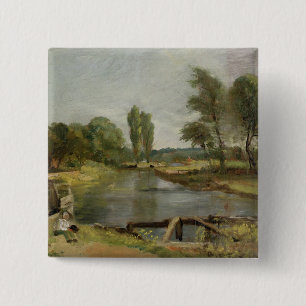 Flatford låser, 1810-11 (olja på papper på kanf knapp