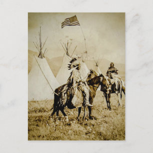 Flathead Indians Vintage Native American Warriars Vykort