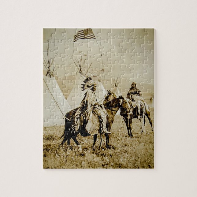 Flathead krigare för indiervintageindian pussel (Vertikal)