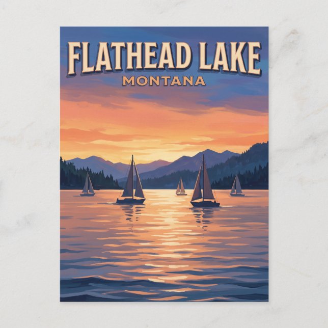 Flathead Lake Bigfork Montana Vykort (Framsida)