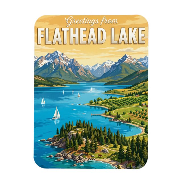 Flathead Lake Montana Magnet (Vertikal)