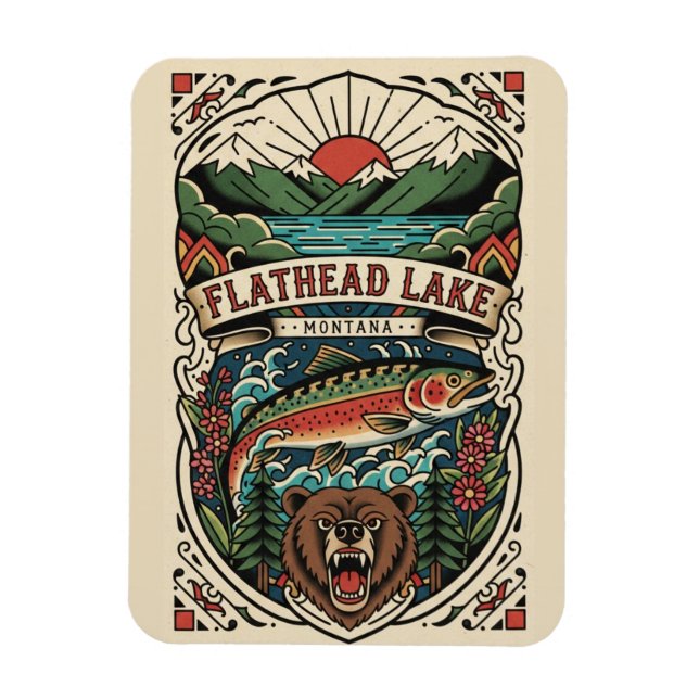 Flathead Lake Montana Resa Magnet (Vertikal)
