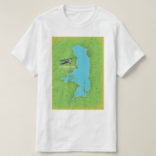 Flathead Lake Montana USA kart resa affisch. T Shirt