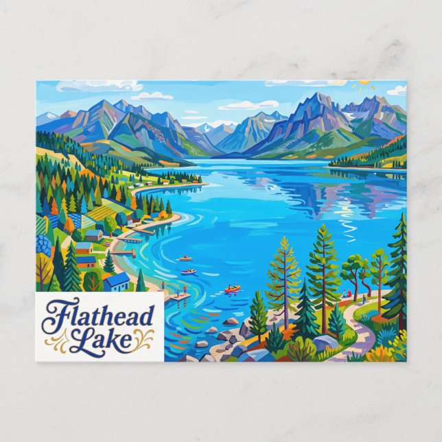 Flathead Lake Montana Vykort (Framsida)