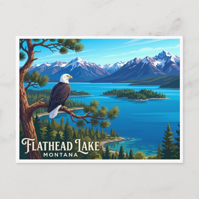 Flathead Lake Polson USA Vykort (Framsida)