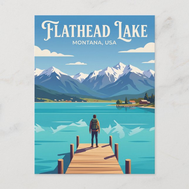 Flathead Lake USA Vykort (Framsida)