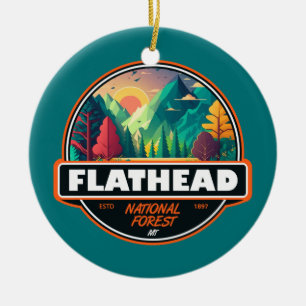 Flathead National Forest Montana Emblem Julgransprydnad Keramik