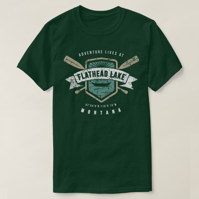 Flathead Sjö Montana, Fishing Boating Camping Gi T Shirt (Design framsida)
