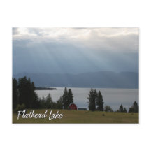 Flathead Sjö Montana med bergen Träd Barn