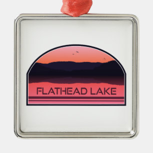 Flathead Sjö Montana Red Sunrise Julgransprydnad Metall