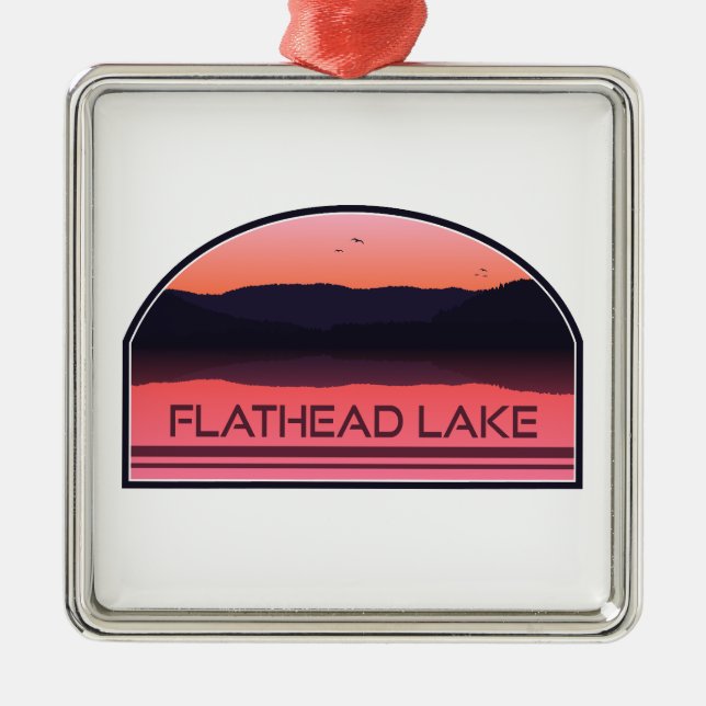 Flathead Sjö Montana Red Sunrise Julgransprydnad Metall (Framsidan)