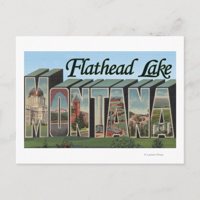 Flathead Sjö, Montana - Stora Brev-scenerna Vykort (Framsida)