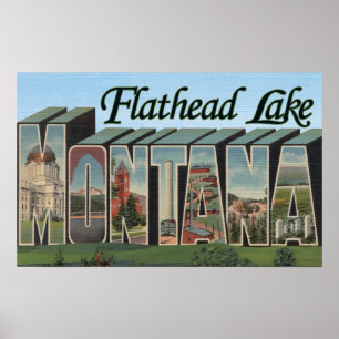 Flathead sjö, Montana - stora brevplatser Poster
