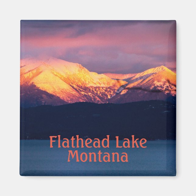 Flathead Sjö Montana Sunset Magnet (Framsidan)