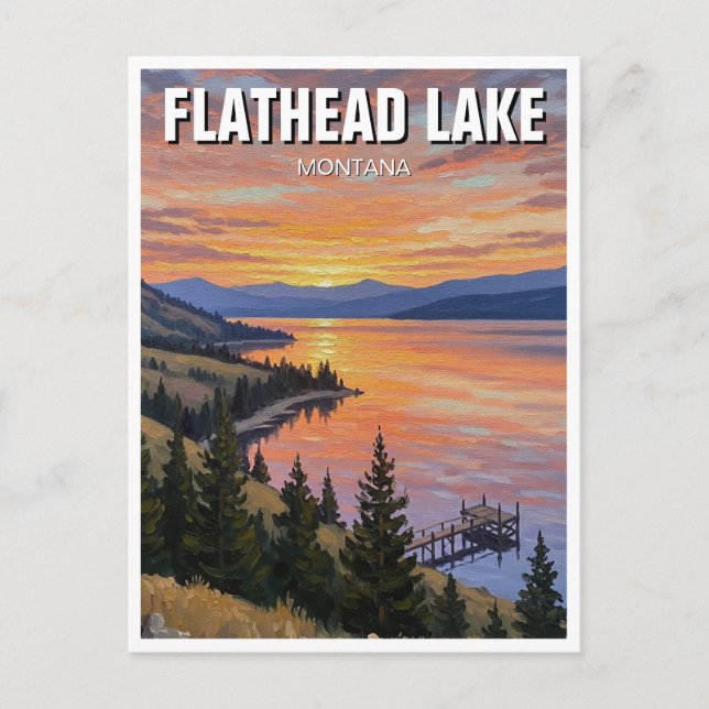 Flathead Sjö Montana Travel Vykort (Framsida)