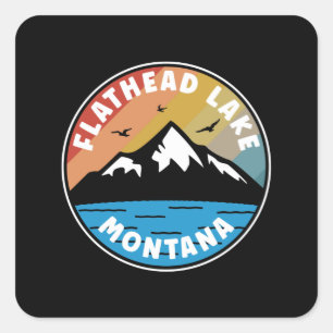 Flathead Sjö - Montana Vintage Fyrkantigt Klistermärke
