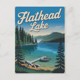 Flathead sjö Montana Vintage Vykort