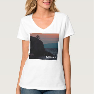 Flathead Sjö Sunset in Montana Ladie's Shirt T