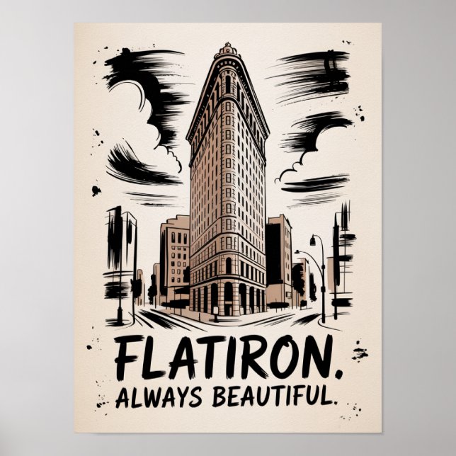 Flatiron Alltid Vacker Bläckskiss Poster (Framsidan)