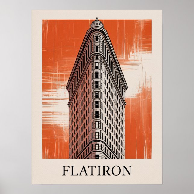 Flatiron Building Grafisk Orange Affisch (Framsidan)