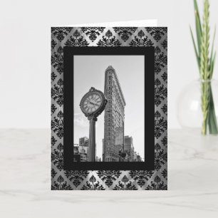 Flatiron Building och klocka i svart och vitt 2 Kort