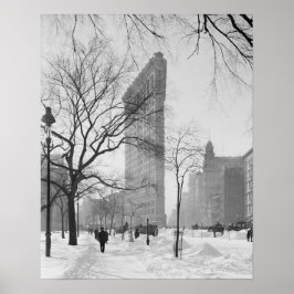 Flatiron Building på vintern, 1905. Vintagefoto Poster