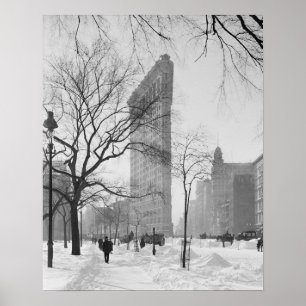 Flatiron Building på vintern, 1905. Vintagefoto Poster