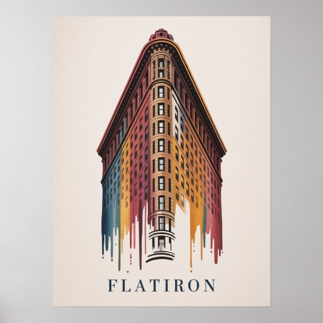 Flatiron Building paint-drip stil Poster (Framsidan)