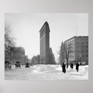 Flatiron Building Vinterscen, 1905. Vintage Poster