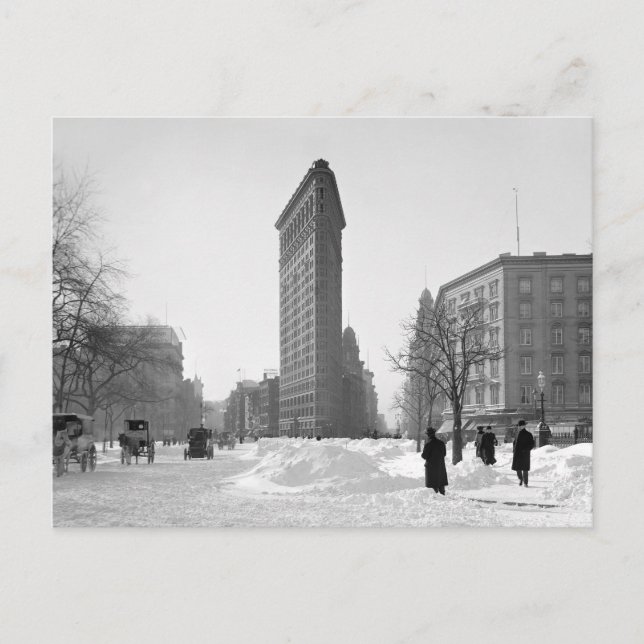 Flatiron Building vinterscen, 1905 Vykort (Framsida)