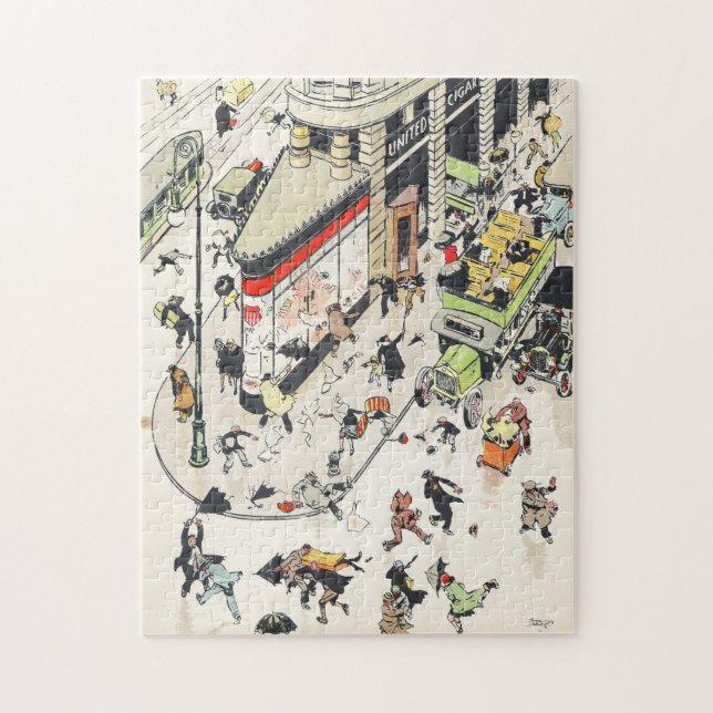 Flatiron bygger gatuscen New York Tony Sarg Pussel (Vertikal)