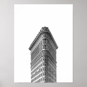 Flatiron Bygger svartvit, minimalistisk Poster