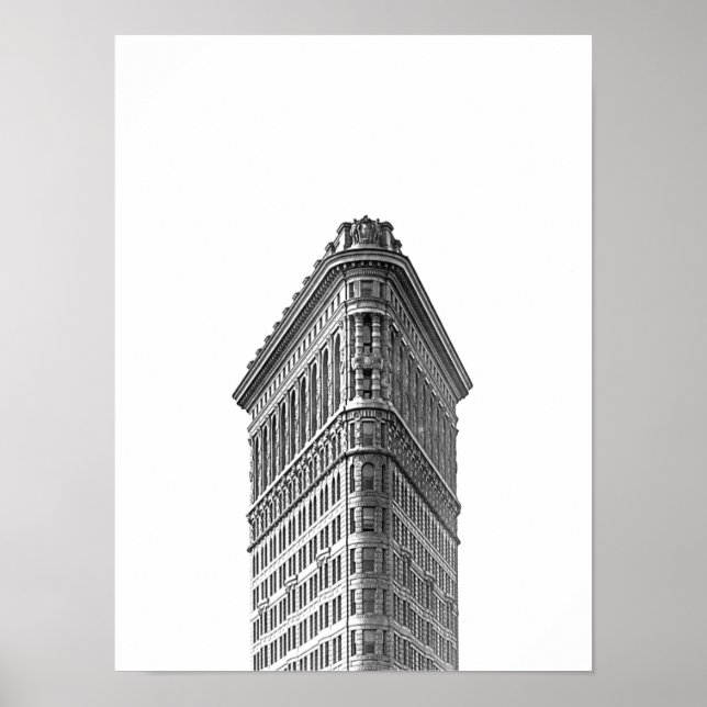 Flatiron Bygger svartvit, minimalistisk Poster (Framsidan)