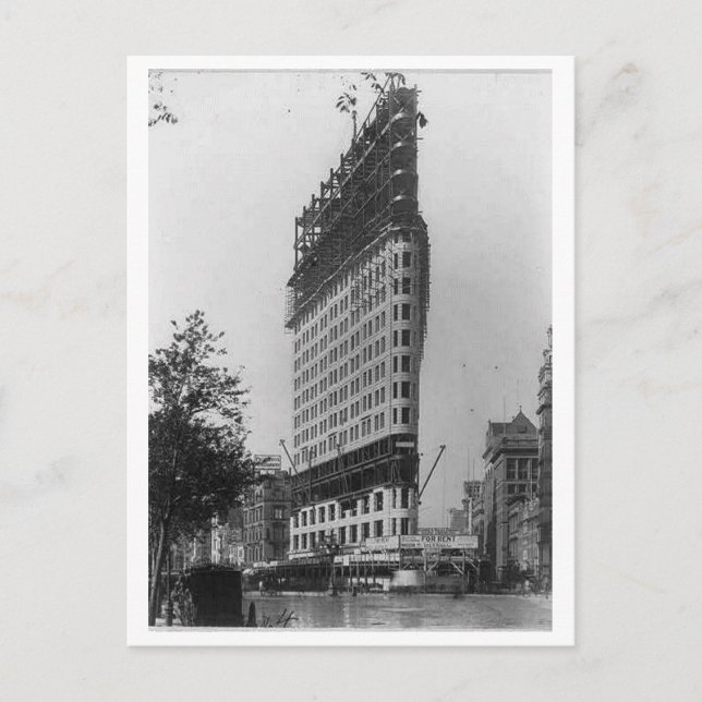 Flatiron Bygger under uppbyggnad, New York Cit Vykort (Framsida)