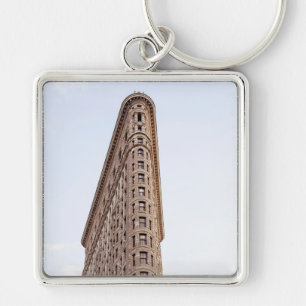 Flatiron byggnad fyrkantig silverfärgad nyckelring