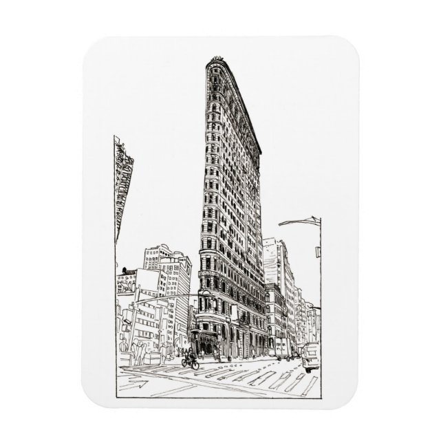 Flatiron Byggnad New York City Illustration Magnet (Vertikal)