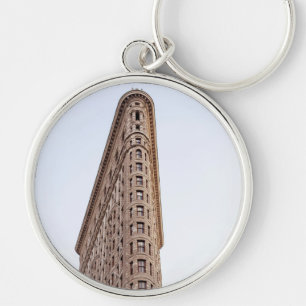 Flatiron byggnad rund silverfärgad nyckelring