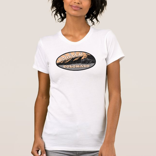 Flatirons, Chautauqua Park, Boulder Colorado T-shirt (Framsida)