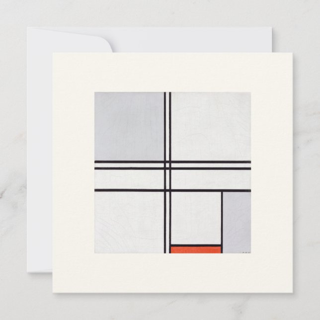 FLATKORT: PIET MONDRIAN : GRÅTT-RED 1935 KORT (Framsida)