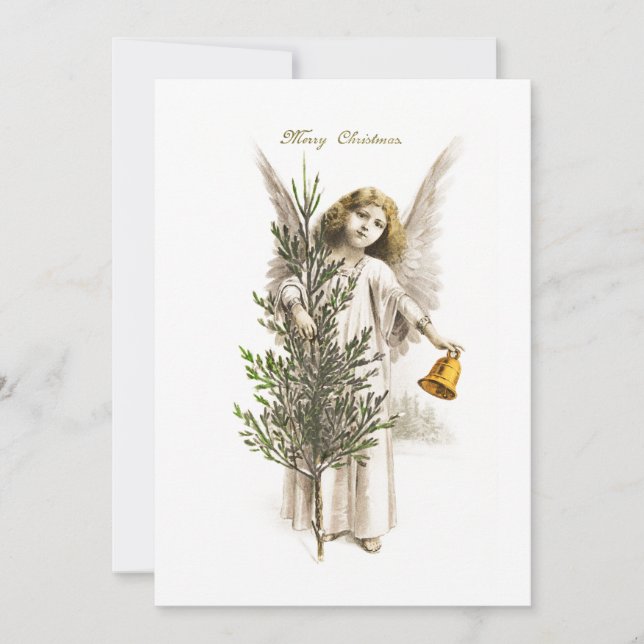 FLATKORT: VINTAGE CHRISTMAS ANGEL INBJUDNINGAR (Framsida)
